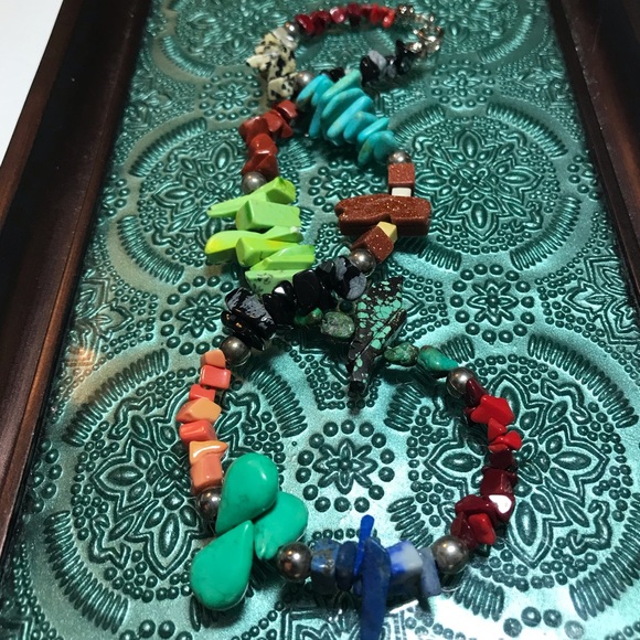 Southwest Mixed Semiprecious Stone Carved Bead Variety 17”L Necklace EVC - Picture 3 of 6